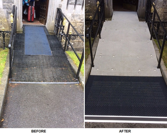 Exterior Safety Mat on a Ramp Entrance
